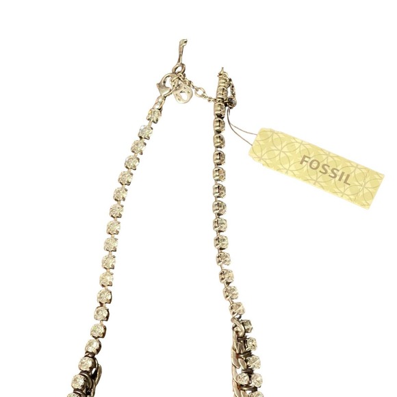 Fossil Nice Ice Necklace Silver Chain with Clear Rhinestone Crystals Elegant NWT - Picture 7 of 8